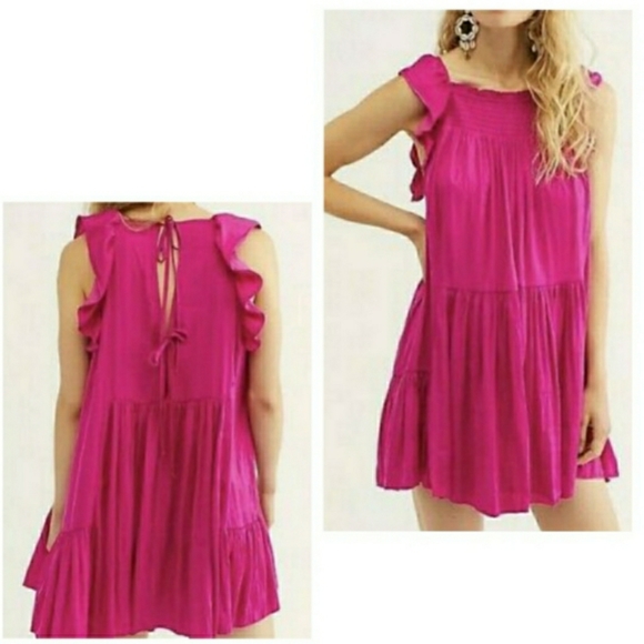 LAST 1❗FREE PEOPLE Want Your Love Hot Magenta Slip Dress - Picture 11 of 11